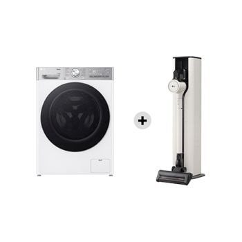 Vista frontale di Offerta Kit Esclusivo: Lavasciuga 13/7kg AI DD™ Smart + CordZero™ All-in-One A9T | Aspirapolvere Kompressor™ D4R9513TPWC.PRIME1C